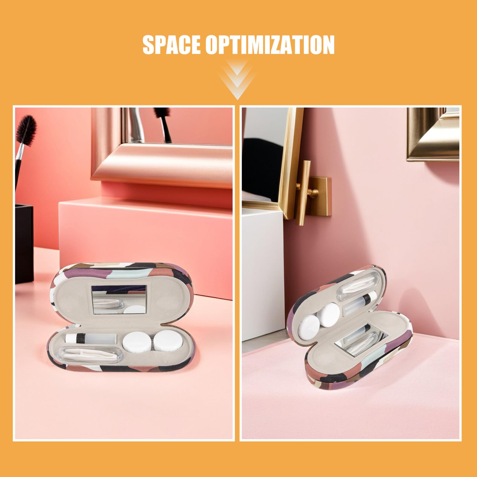 2 In 1 Doppelbrillenetui Camouflage mit Spiegel und Pinzette Hartschalen Etui mit 2 Separaten Fächern für Korrektions und Sonnenbrillen Reise Brillenbox für Damen und Herren