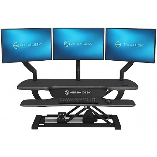 VERSADESK® PowerPro™ 40” x 24” Standing Desk Converter | 40 inch Electric Height Adjustable Sit to Stand Desk Riser w/ Keyboard Tray & USB Hub - Ergonomic Workstation for Home & Office, Black