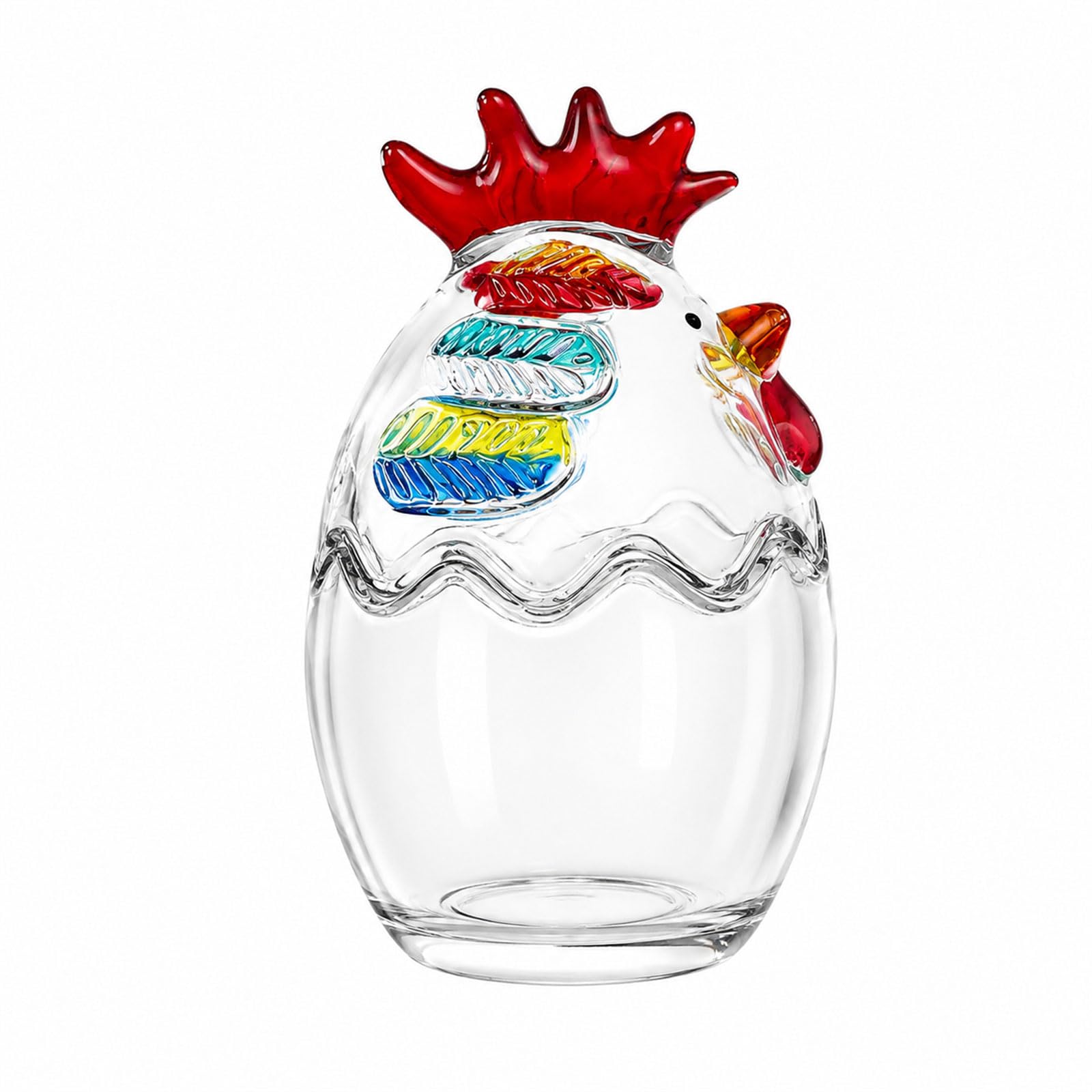 Mekalero B Lovely Feathered Ird Glass Container Rooster/Hen Glass Canister Great For Kitchen Countertop Decoration Decorative Kitchen Canister