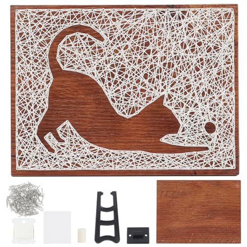 INFUNLY Cat String Art Kit Handmade DIY Craft Kit for Adults Creative Handmade Kit for Pet Lovers Wooden Frame Board with Pre Punching DIY Home Art Project for Beginners Cat Wall Art for Bedroom Decor