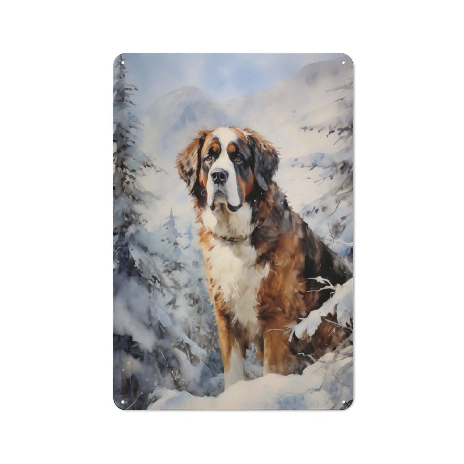 Junmoney Style-1 Vintage Tin Sign 30X20cm With Saint Bernard Dog For Garage Or Workshop, For Vintage Wall Decor Fans, For Garage And Workshop Walls