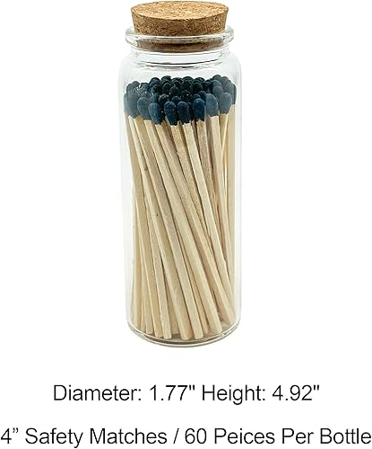 Miniatura 3 de Fósforos en un frasco  Más de 60 cerillas  Fósforos decorativos con almohadilla de encendido  Porta fósforos para velas largo para chimenea  Botella