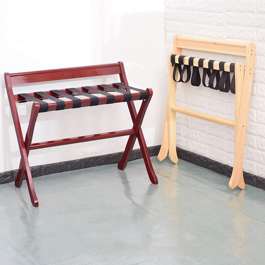 Foldable Luggage Rack Backrest Hotel Room Household Solid Wood Luggage Rack (80 × 50 × 68CM) (Color : B) (D)