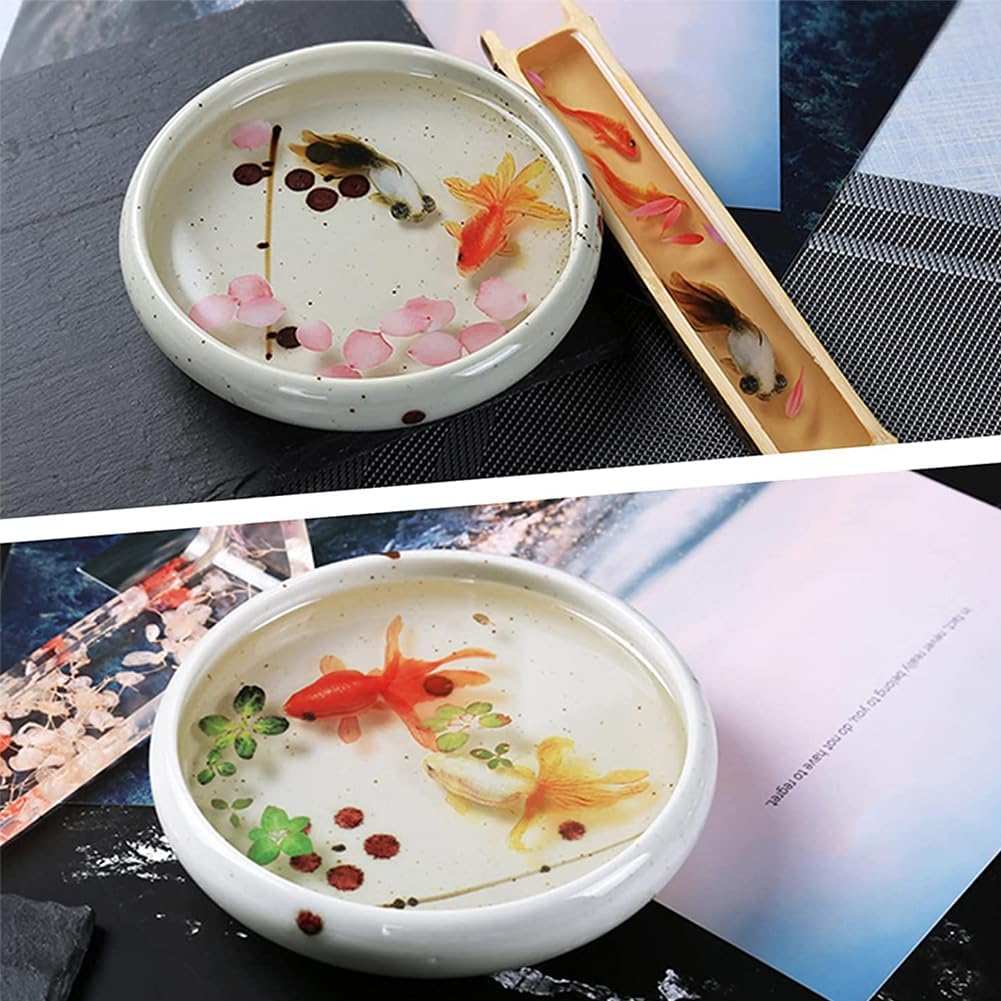 OLYCRAFT 34 Sheets 3D Goldfish Film Stickers Koi Pond Painting Stickers Goldfish Lotus Leaf Resin Sticker Transparent Resin Decorate Sticker for Resins Craft Art