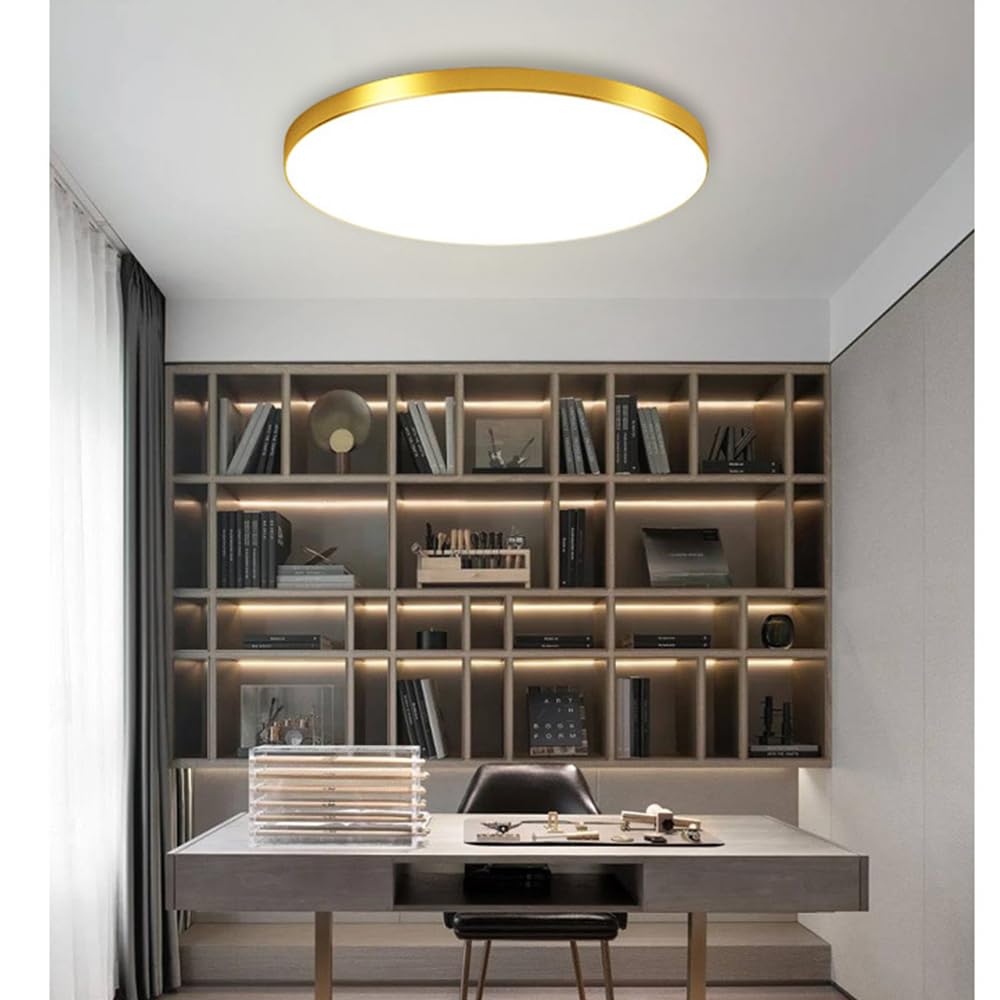 Chao Zan Bathroom Light, 56W Ceiling Lights, Waterproof IP44, Dome, Modern, Dimming 3000k/4000k/6000k,Flush Ceiling Light for Kitchen, Toilet, Porch, Bedroom, Corridor Φ470mm (Gold, 56W)