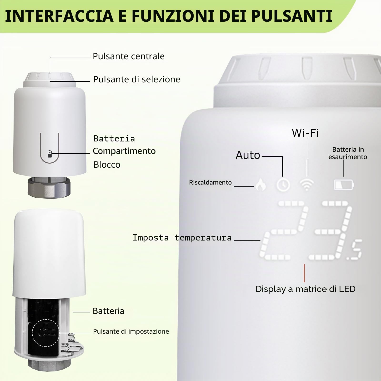 Termostatica Intelligente, Termostato da Radiatore | Valvola Termostatica WiFi, Termostatica per Termosifoni Riscaldamento con App, Compatibile con Alexa/Google Assistant