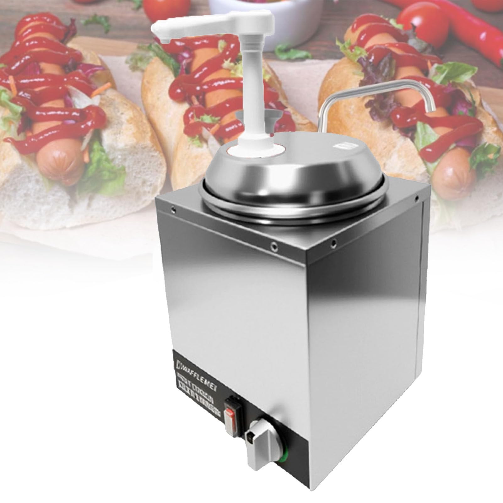 Calentador comercial de caramelos calientes, dispensador de acero inoxidable para nachos y salsas