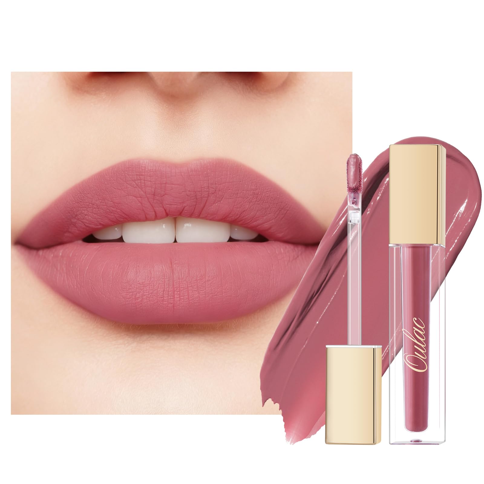 Oulac Matte Liquid Dark Red Lipstick for Women, Long Lasting Lip Stain, Waterproof Highly Pigmented Creamy Formula Lipstick with Vitamin E, Vegan, 4.5ml (M18) — view 144