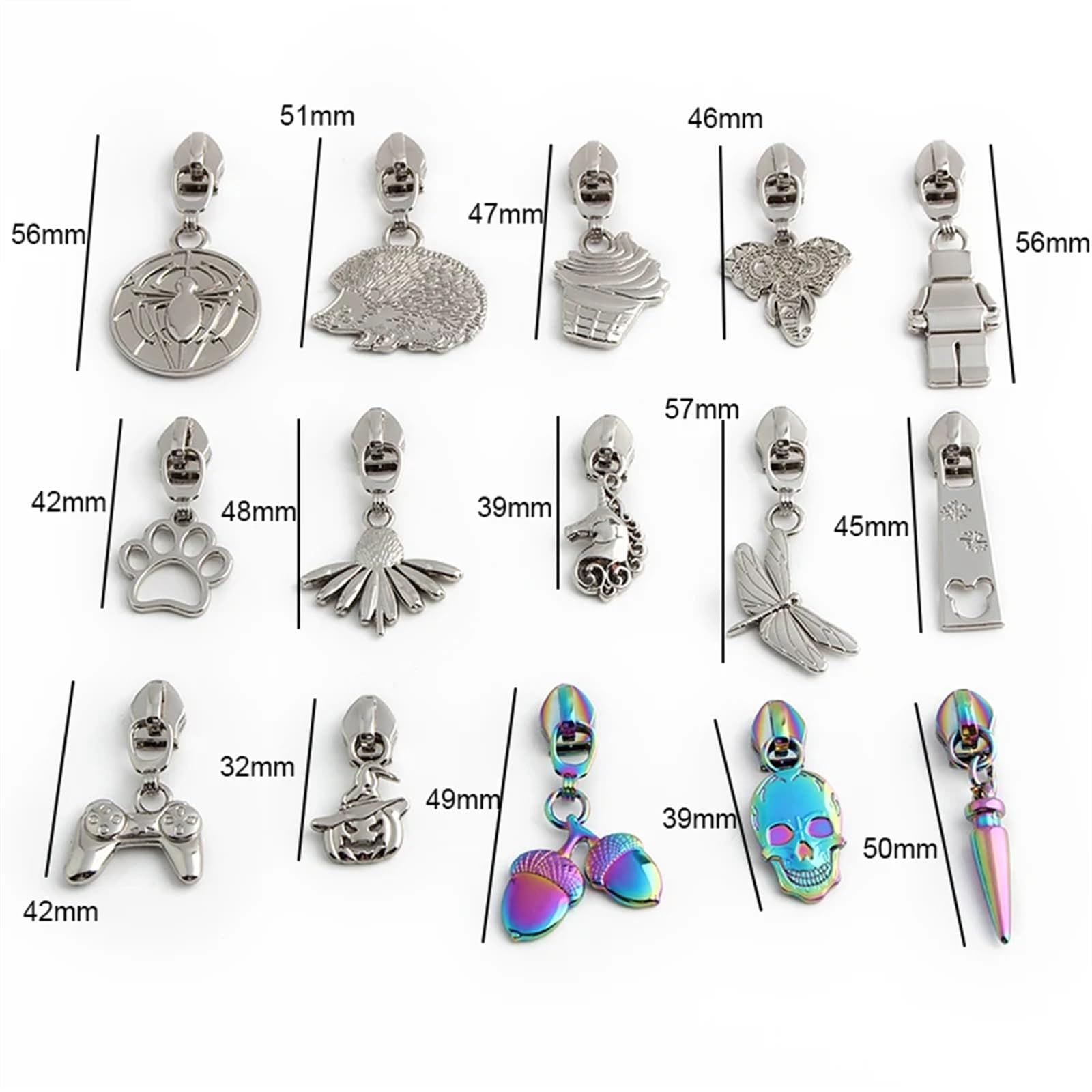 20/50/200 Uds 5# tirador de cabeza deslizante cremallera Metal nailon for bolsos cuero equipaje accesorios costura DIY decorativos(Elephant light gold,200 pieces)
