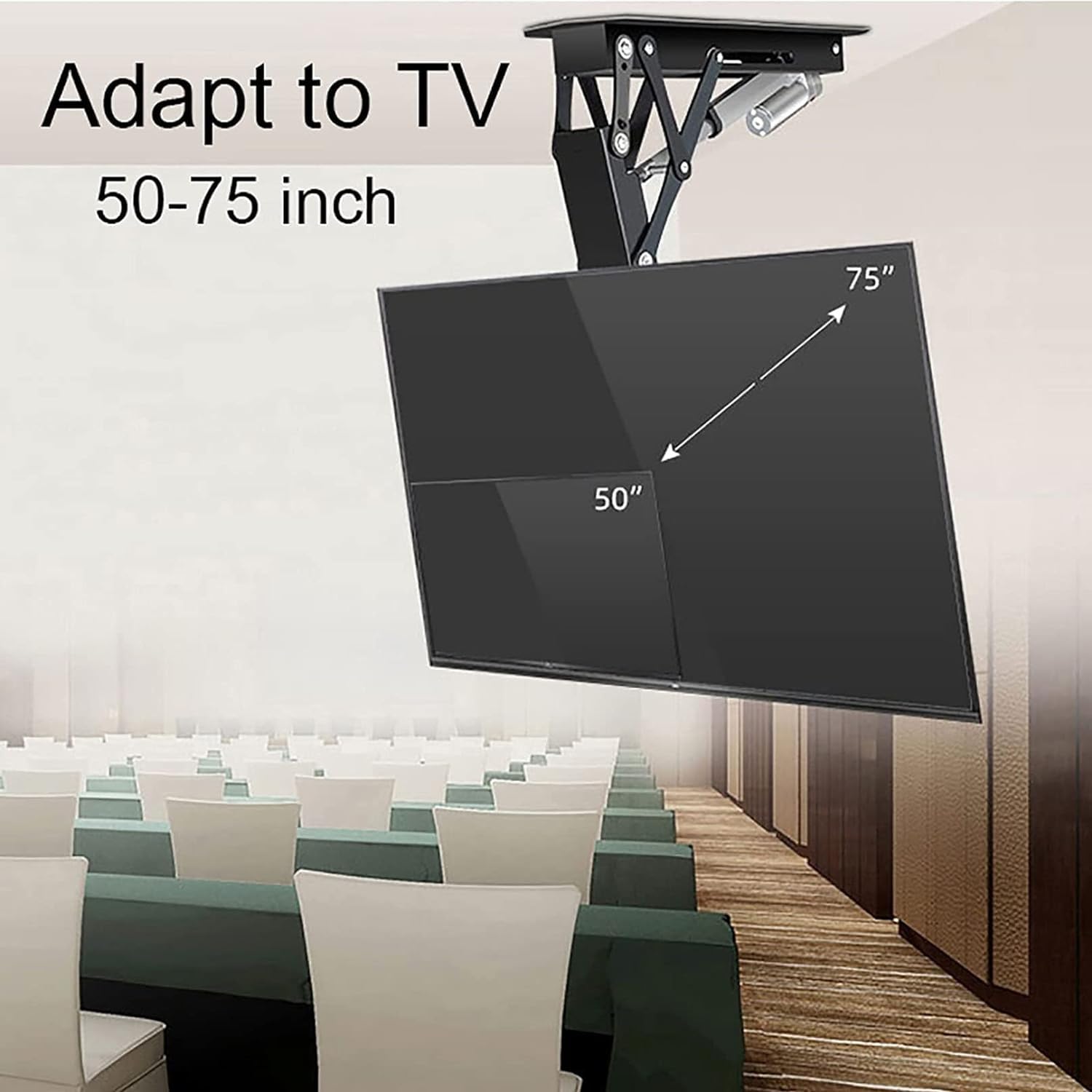 Qunine HXRW Staffa per TV Supporto TV motorizzato, Staffa TV di Sollevamento con Telecomando e Controllo Interruttore, Adatto for Schermo LED da 32-75 Pollici Supporti da Parete e da soffitto