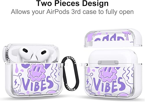 Miniatura 8 de MOSNOVO Funda para Airpods Pro 2, funda para Airpods Pro, funda protectora transparente con estampado de tortuga espacial con anillo de metal duro