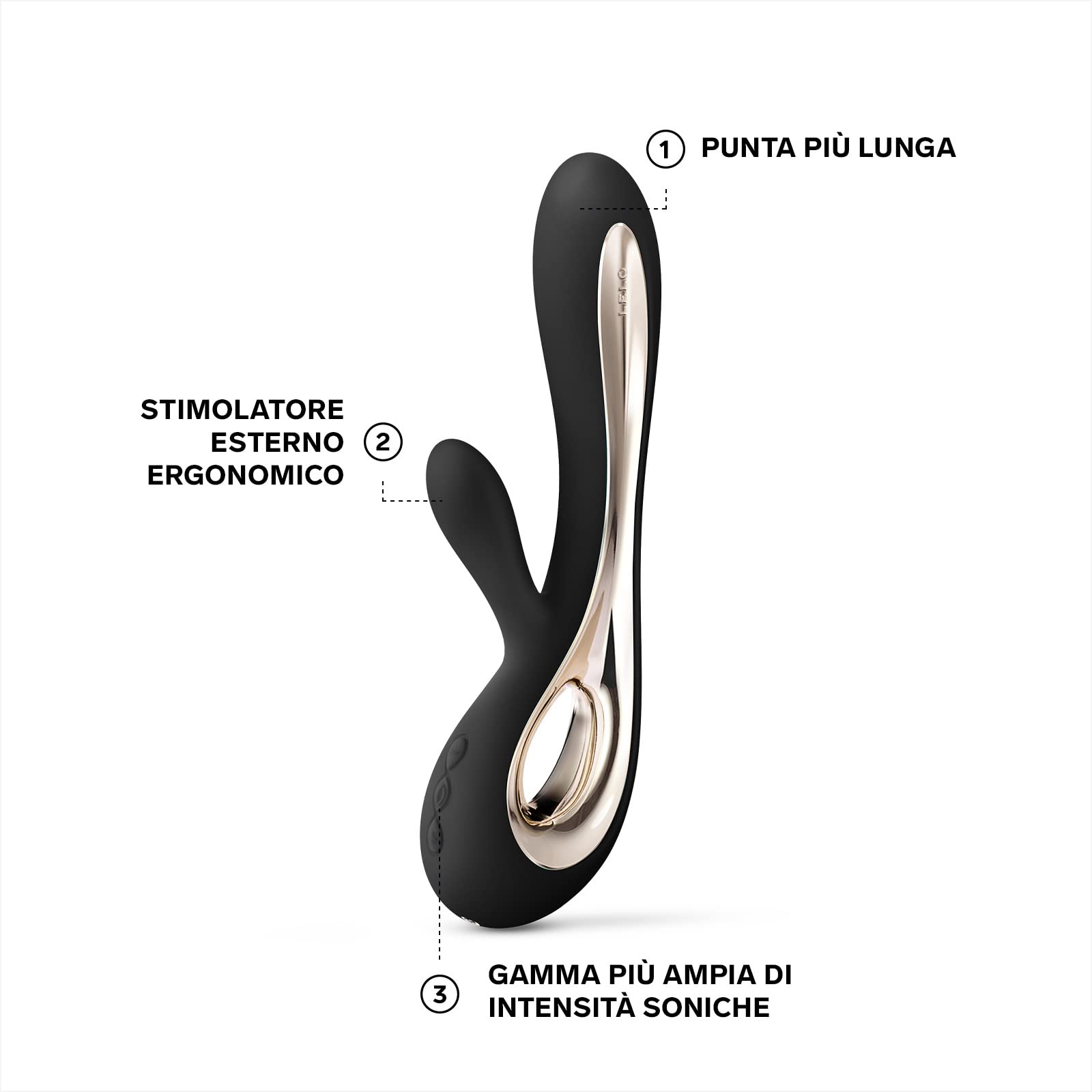 LELO SORAYA 2 Vibratore Rabbit per il Punto G e il Clitoride, Impermeabile e Wireless, Vibratore Donna con Stimolatore Clitorideo Femminile, Sex Toys per Donne, Vibratori Femminili, Black