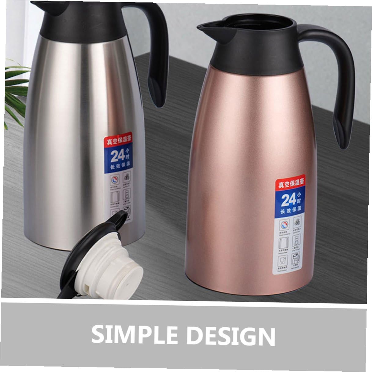TOYANDONA Isolierte Thermoskanne Edelstahl 2l Doppelwandige Kaffeekanne Mit Henkel Für Heiße Kalte Getränke