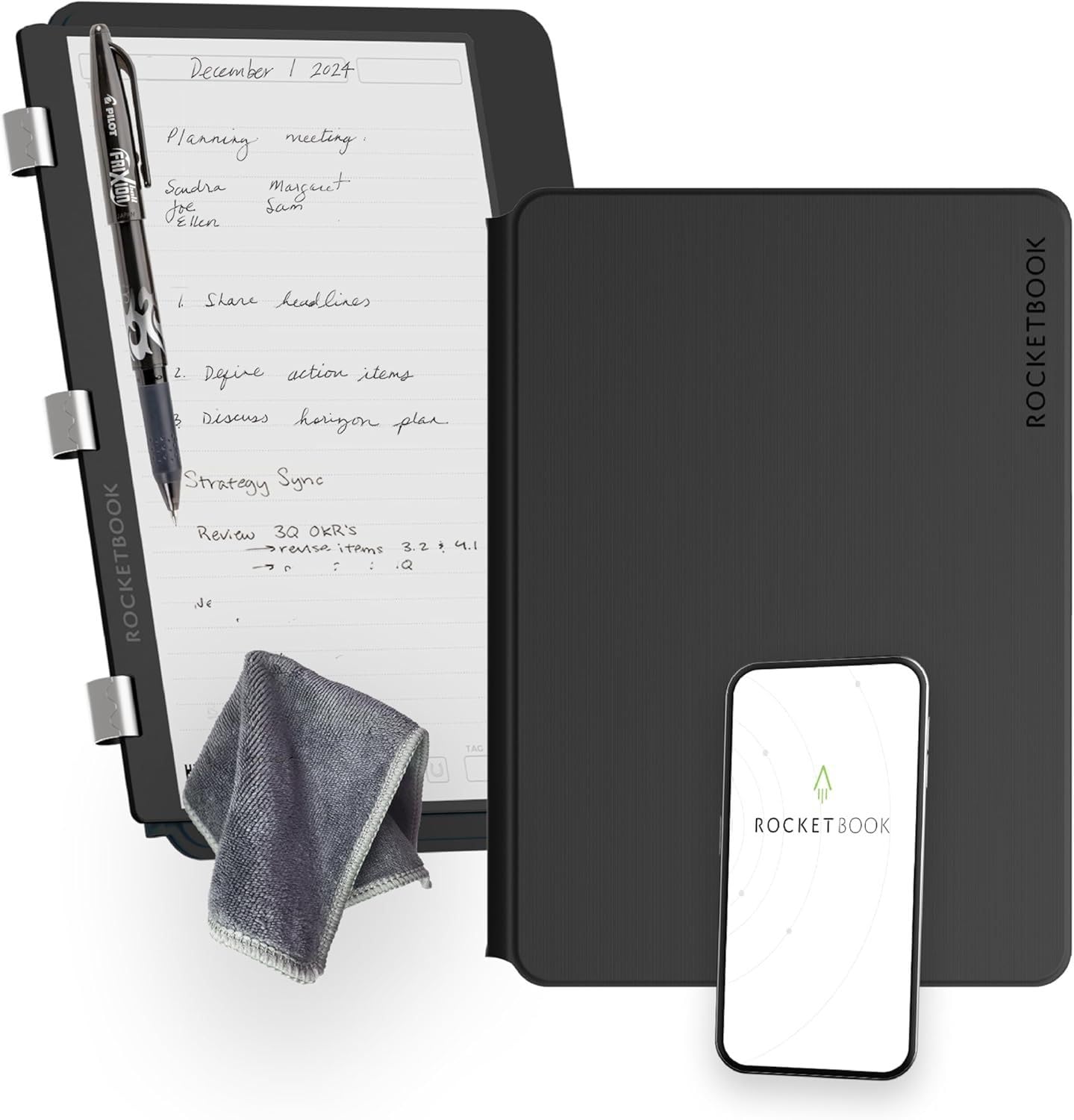 Rocketbook Pro Letter A4 | Pages interchangeables lignées et pointillées, pour le travail et les réunions d'affaires