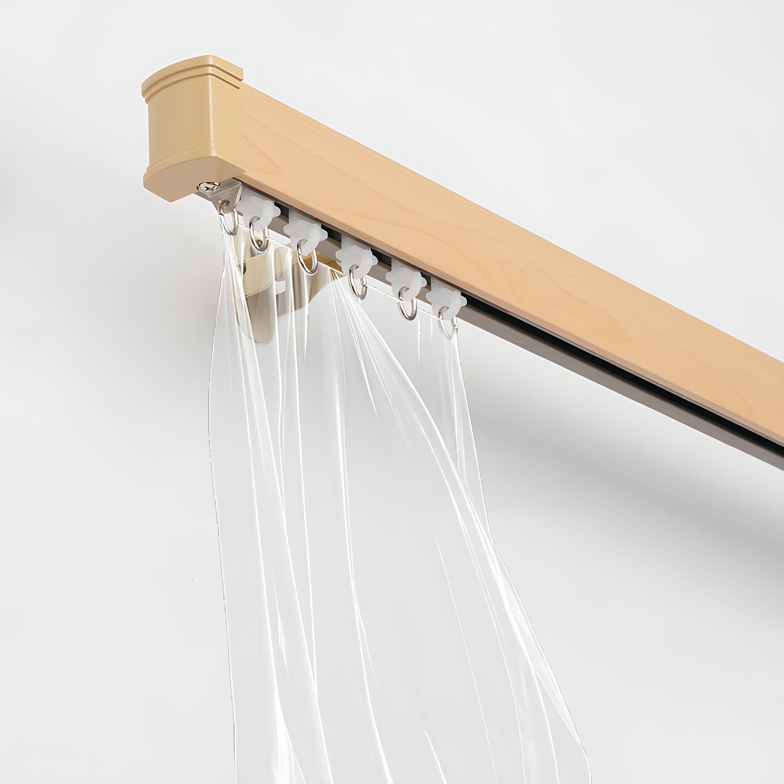 Kit de tringle à rideaux robuste – Rail mural en aluminium avec supports d'installation facile pour les tailles de vaRoom (naturel 290 cm/2 x 145 cm)