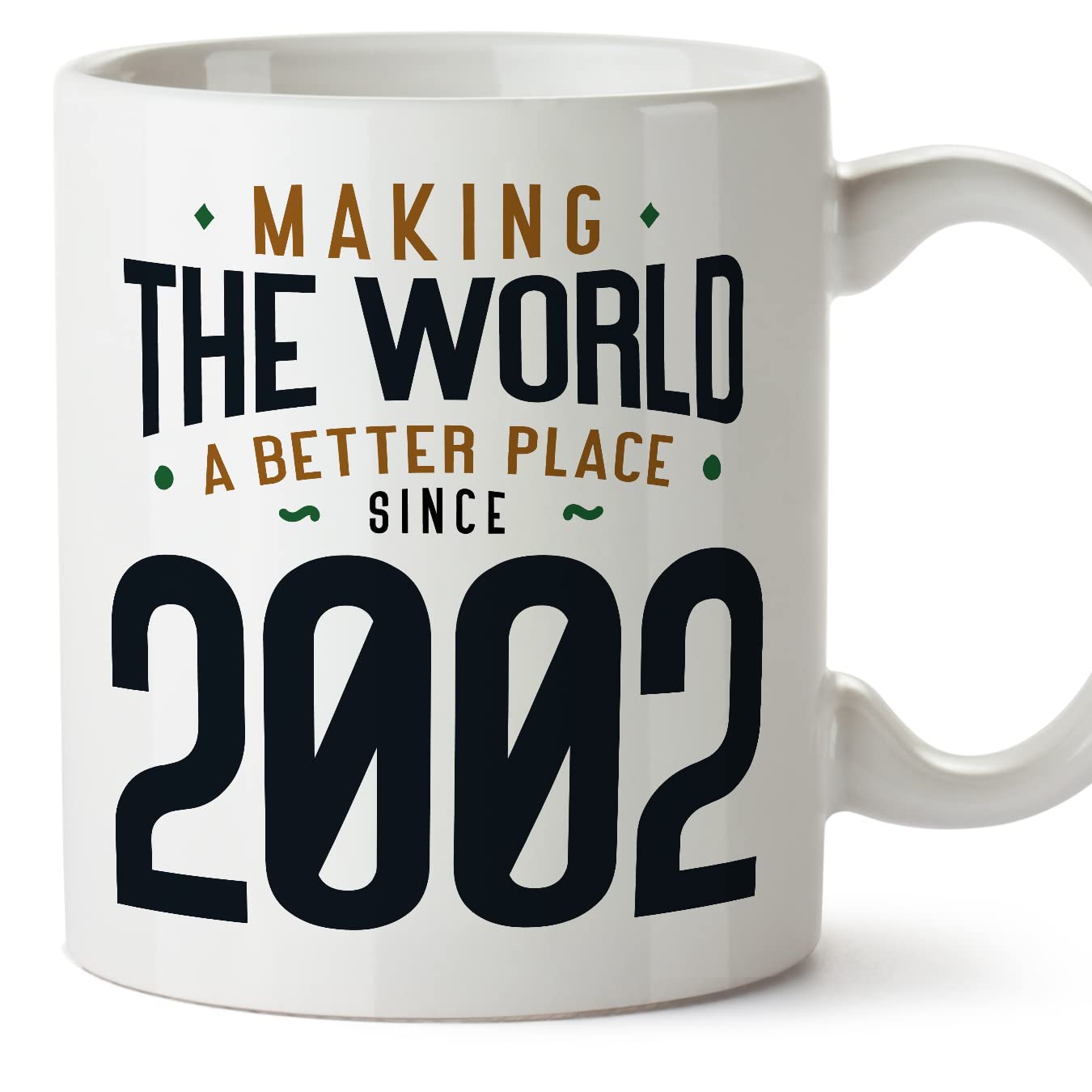 MUGFFINS 2002 Birthday Mug - in English - Making the World a Better Place - Funny Anniversary Present - 11 oz — image 1