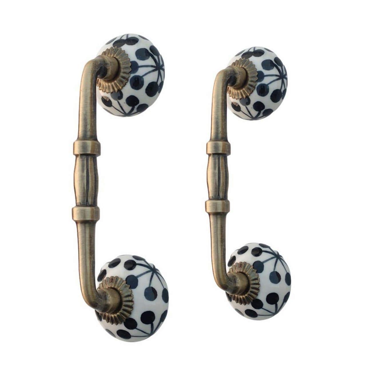 Maison Belle Ceramic Door Handle Gold Antique Finish - (Size 6 Inch, Flower Hand Painted) Hole to Hole 4 INCH - Pack of 1 (B0926ZLNFD) Amazon Price History, Amazon Price Tracker