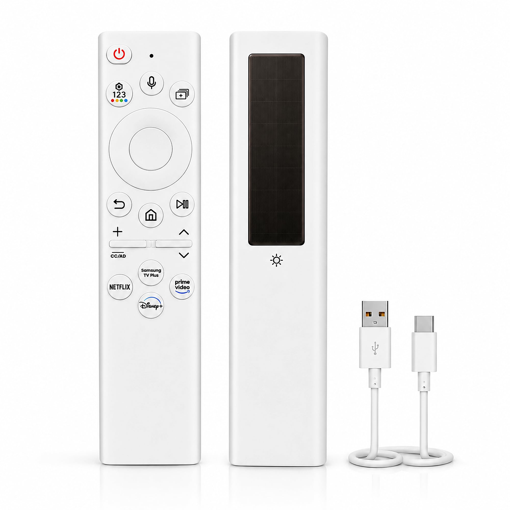 Telecomando per TV Samsung BN59-01385A, telecomando vocale di ricarica solare con 4 tasti di scelta rapida, ricaricabile USB-C, compatibile con Samsung Smart TV 2019-2025