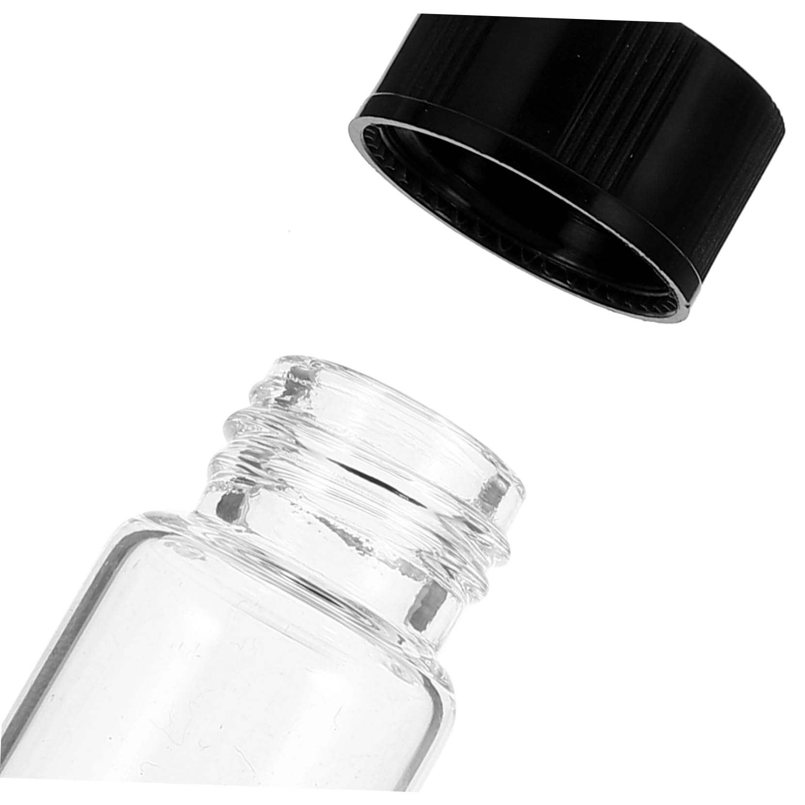 5ml Transparente Glasfläschchen mit Schraubdeckel, 100 Stück | Flacher Boden, Schwarze Kappen, Dicht Schließend, für Proben und Reagenzien