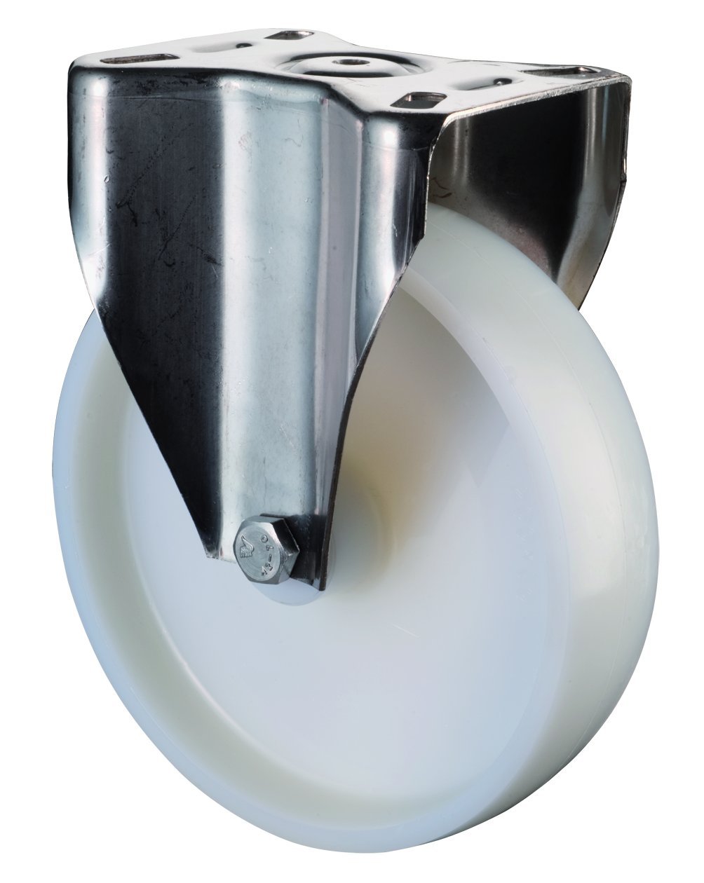 BS Wheels 80 mm Stainless Steel Fixed Castor Plate Plastic Wheel h110.a90.080