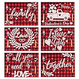 Dongzhur Buffalo Plaid Placemats Set of 6, Red and Black Check Placemats for Dining Table and Round...