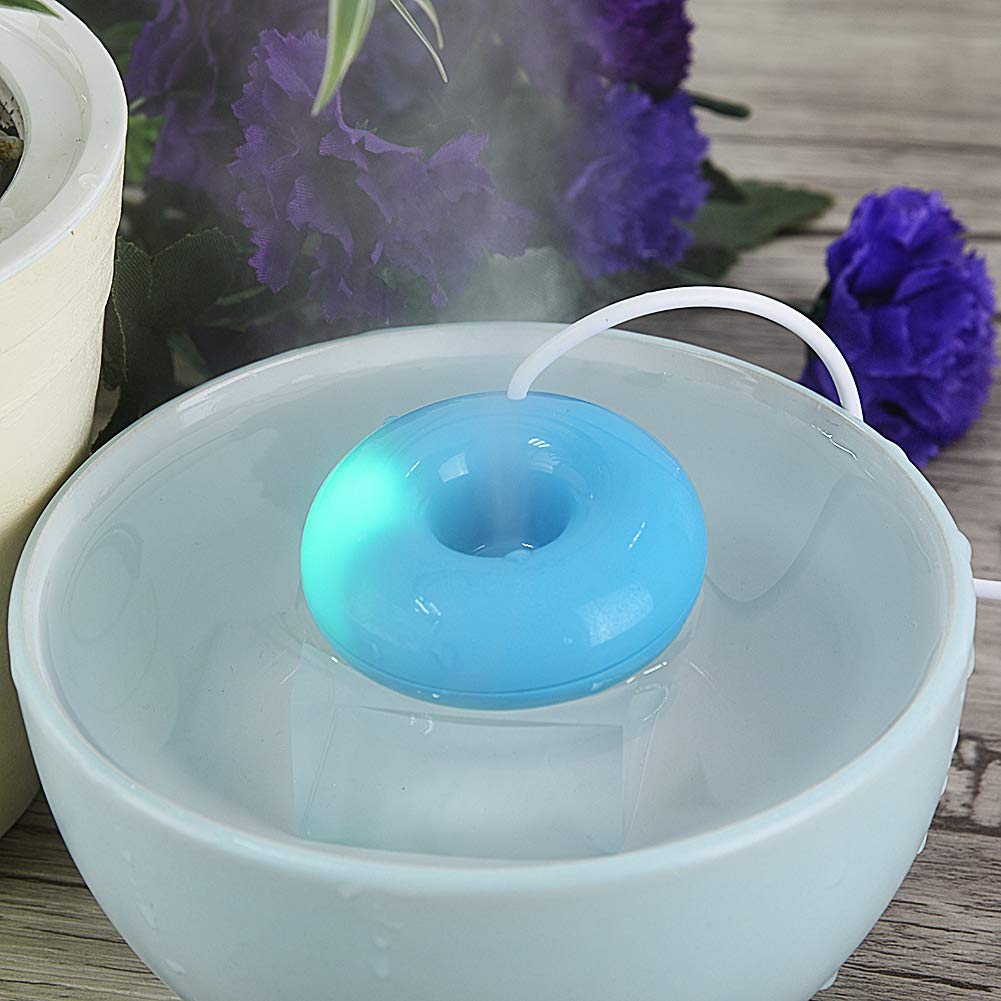 Portable Mini Doughnutshaped USB Atomization Spray Humidifier for Home Office Car Blue
