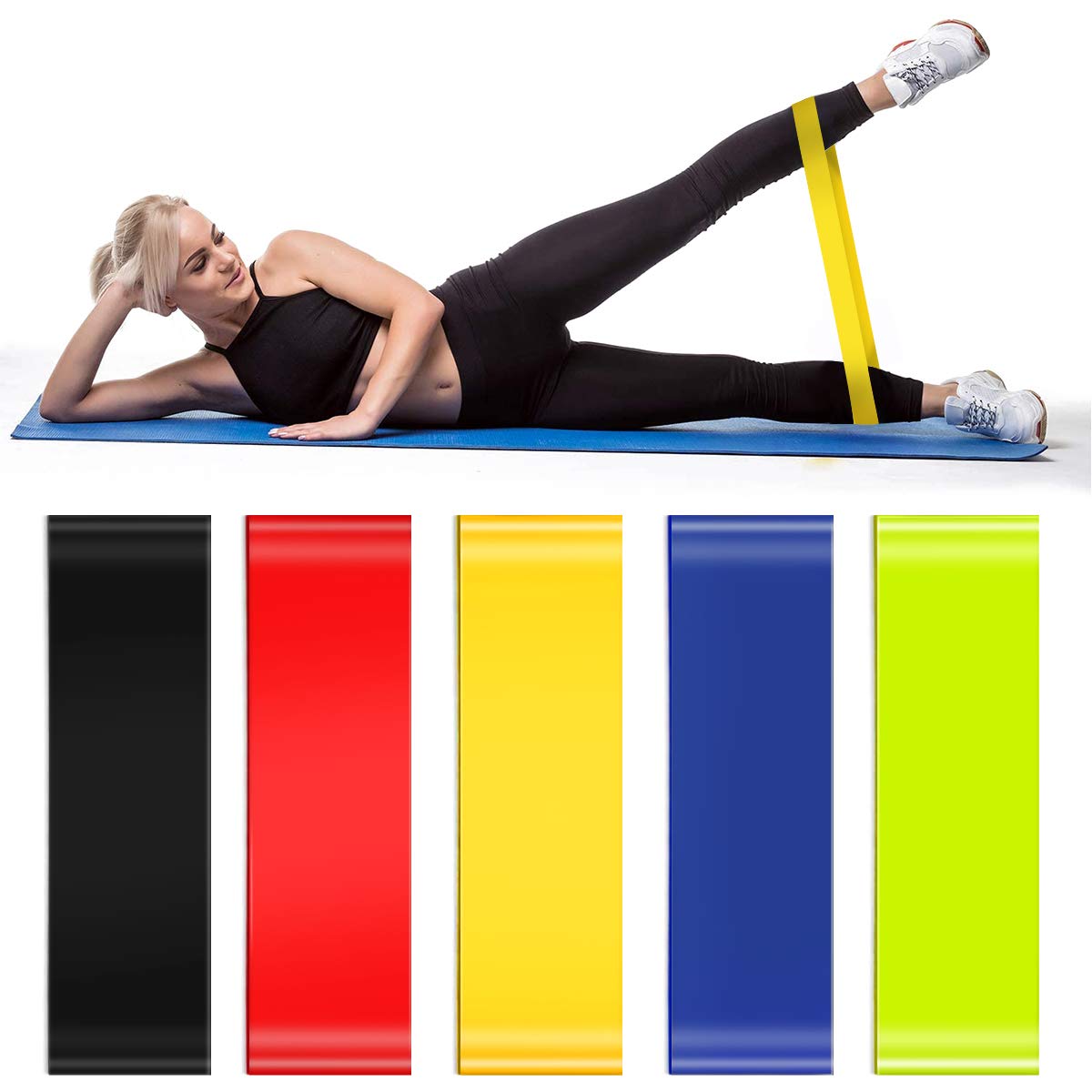 Cinlinso Resistance Loop Bands Exercise Bands Workout Bands with Carry Bags for Physical Therapy, Stretching, Home Fitness, Strength Training, Yoga, Set of 5