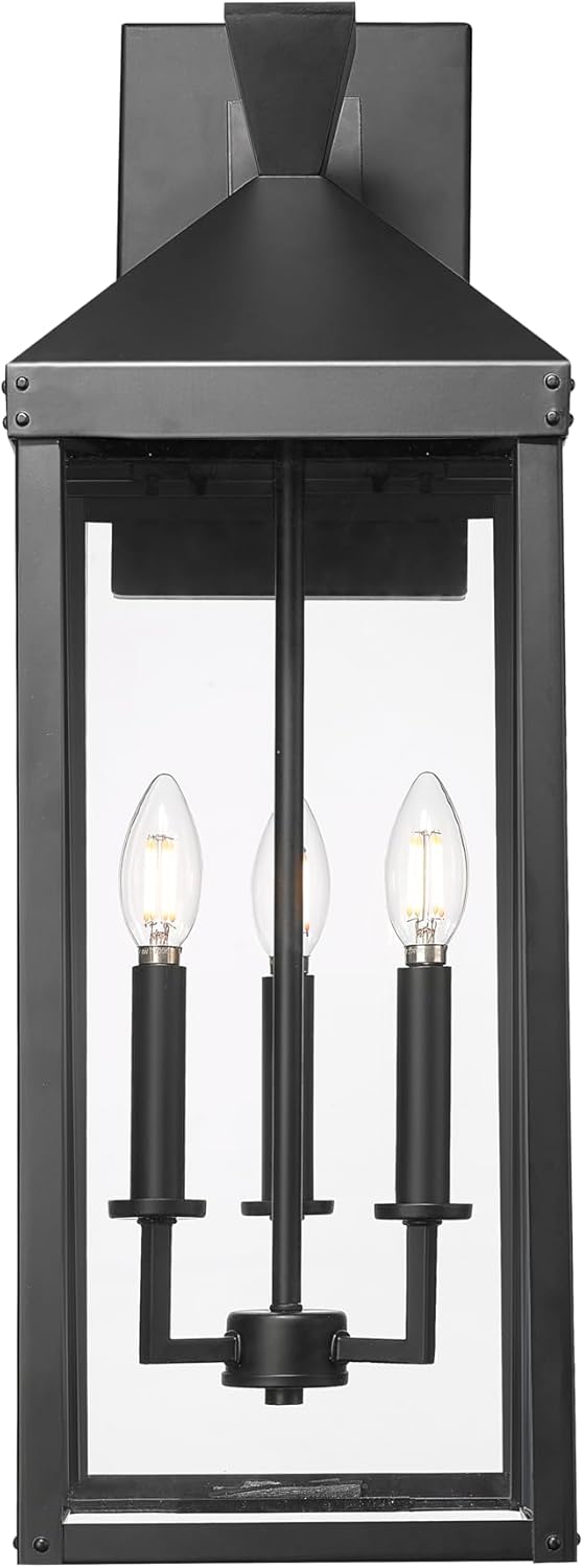 ML Lighting 22903-PBK Yates 26" High 3-Light Outdoor Wall Sconce - Painted Black 26-Inch (3-Light)