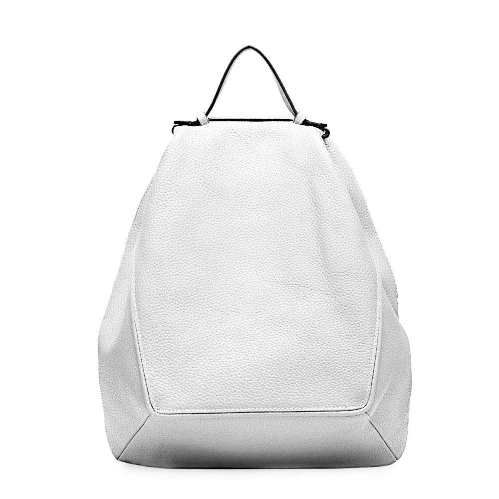 Large Vintage 100% Genuine Leather Backpack Purse for Women Soft Classic Rucksack Knapsack Ladies (White)