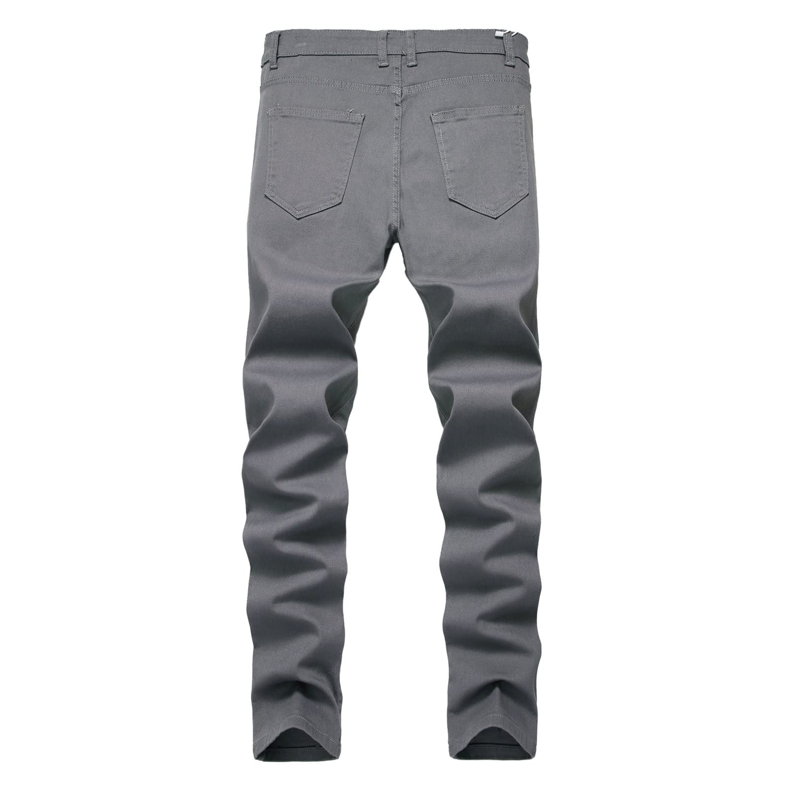 Men's Ripped Distressed Destroyed Jeans Stretch Vintage Hip Hop Jean with Holes Straight Leg Slim Fit Denim Pants (Dark Grey,38)