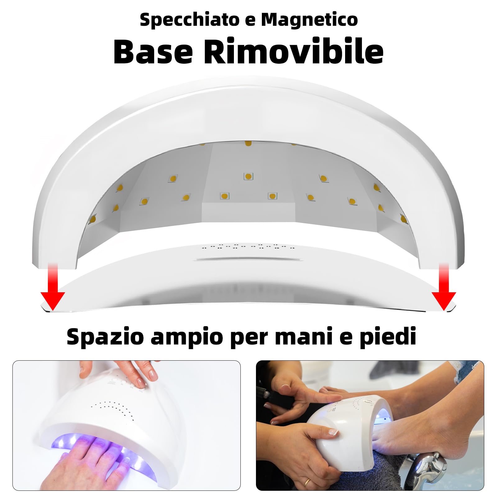 VOLTIX Lampada Unghie UV LED Professionale 48W – Fornetto Unghie Semipermanente con Sensore Automatico e Timer 3 Modalità – Lampada UV LED Unghie Professionale per Gel, Smalto e Ricostruzione