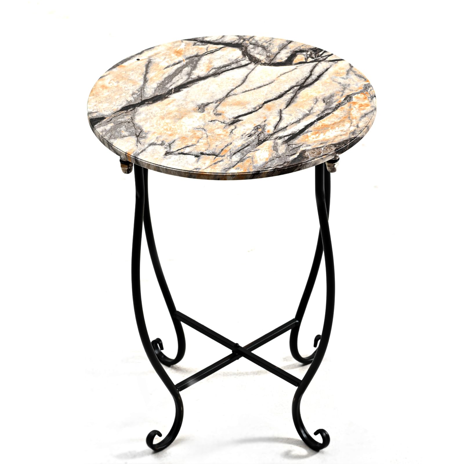 Aonagi Patio Side Table, Versatile 14" Round Side Table for Balcony Yard Porch Bedside Rocking Chair and Pool Chair, Weather Resistant Metal Accent