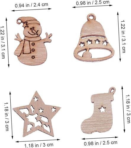 Miniatura 8 de EXCEART 50 piezas de rebanadas de madera natural, decoración colgante de árbol de Navidad, adornos de madera para manualidades, colgante de árbol de