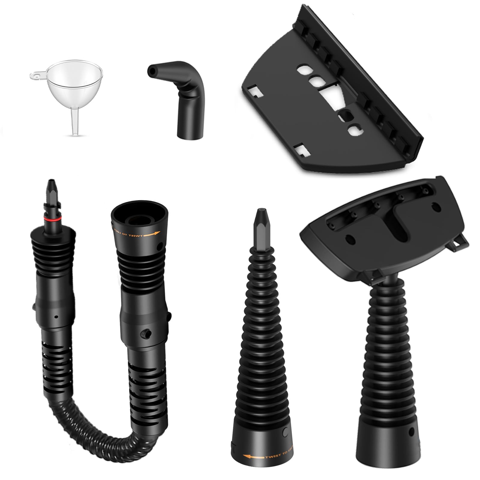 Phueut EM-317 Steam Cleaner with 8-piece accessory kit including various nozzles, brushes, and cloths.