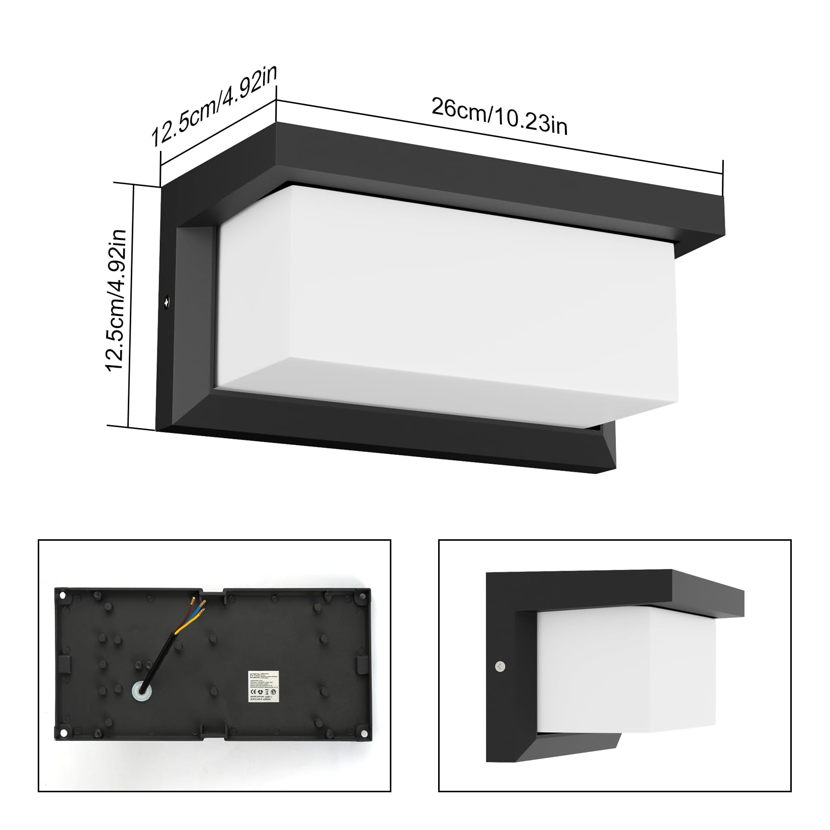 Klighten 2 pcs E27 luz de pared exterior, 60W E27 de luz de pared, IP65 lámpara de pared exterior para uso en interiores y al aire libre, Negro, (sin bombilla) | Aplique con casquillo E27, potencia máxima 60W luz exterior pared, aluminio+PC lámpara de par