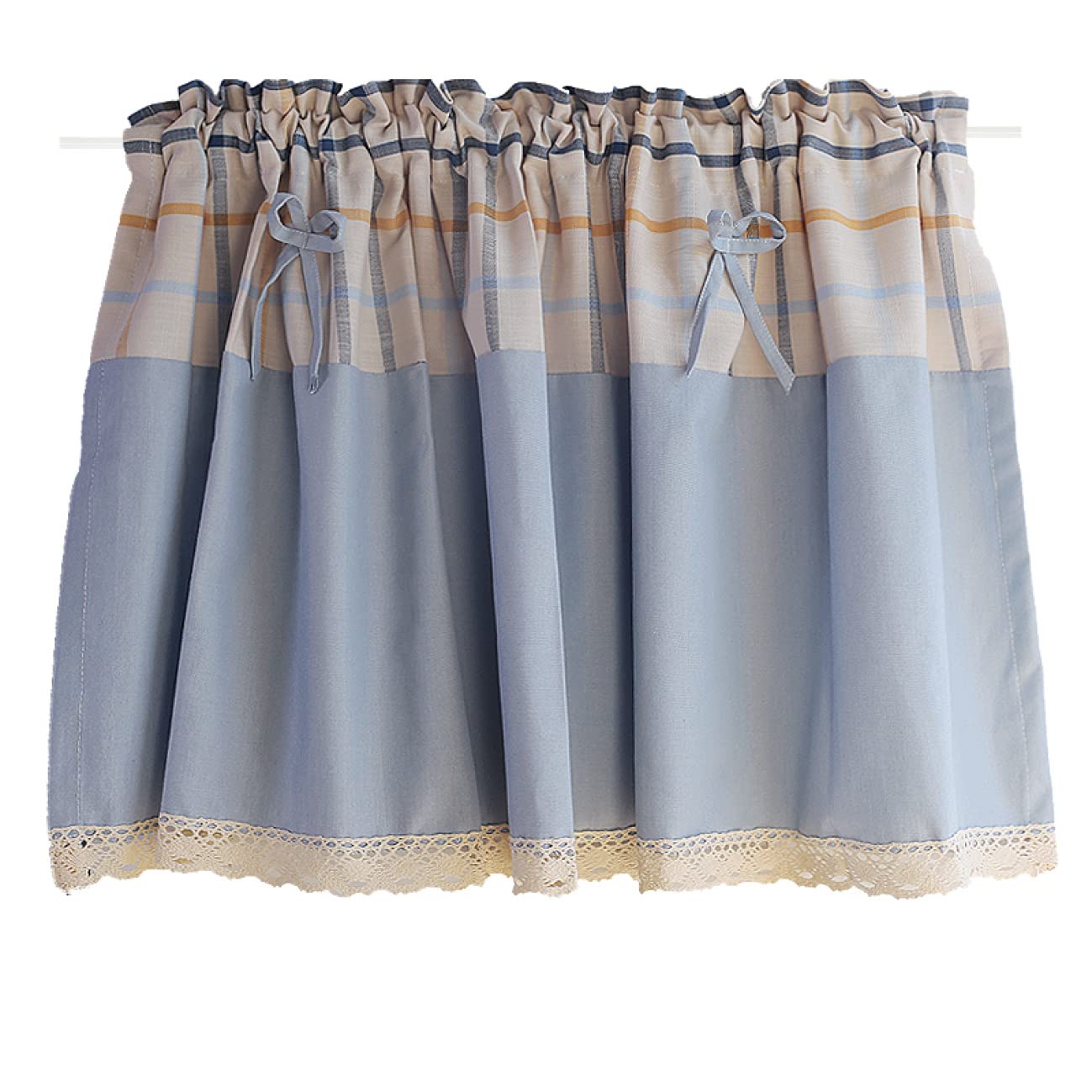 Amazon｜[KMBIGNK] カフェカーテン 小窓カーテン チェック柄 綿麻 透け