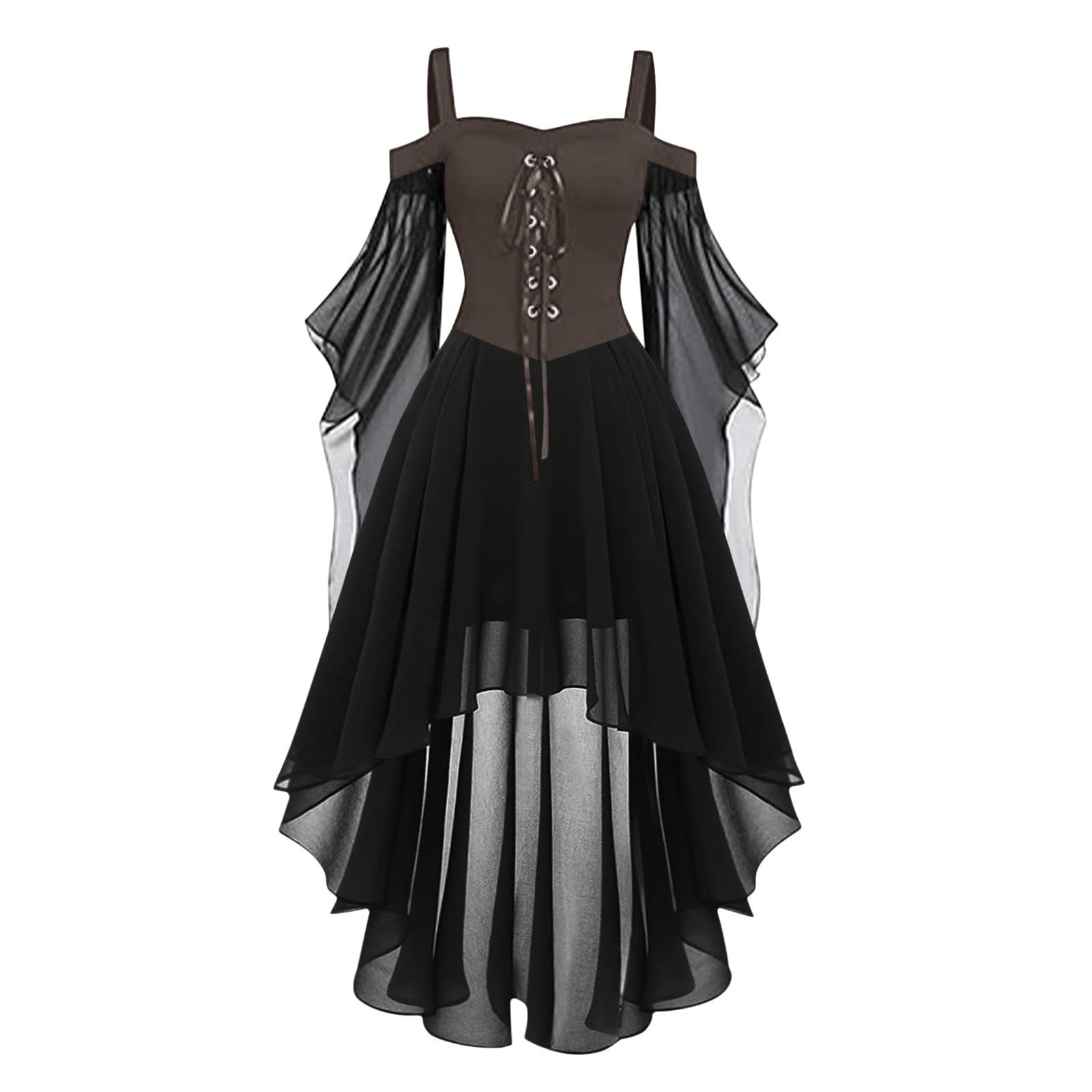 Halloween Costumes Butterfly Sleeve Vintage Sexy Lace Medieval Women Gothic Dress Renaissance Victorian Cold Shoulder Retro Steampunk Rockabilly 80s Ladies