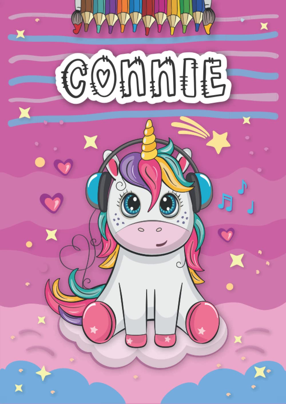Connie: Personalized Coloring Book for Connie | Theme: Unicorn | Birthday gift for girl, daughter ... | Ages: 4-8 | 25 unicorn designs with name Connie, Large size A4 (ca. 8.5 x 11 inches)