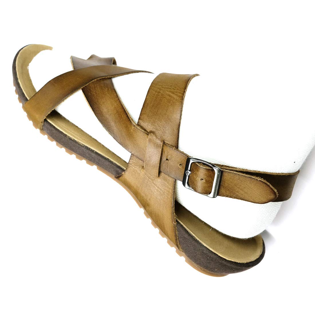 Harssidanzar Herren Leder Sandalen Riemchensandalen Gladiator Sommer Schuhe Ledersandalen Slingback Zehentrenner