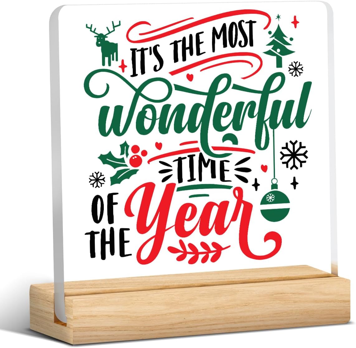 Funny Christmas Decor, It's The Most Wonderful Time of The Year Sign, Christmas Office Decorations Christmas Desk Decor Decorations for Desk Desktop Bedside Table Gifts for Women Men