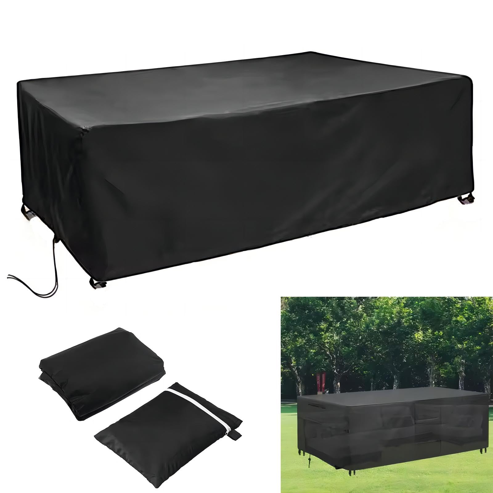 Tuinmeubelhoezen, 160 x 60 x 70 cm / l x b x h zwaar belastbare tuinmeubelhoezen waterdicht, 420D Oxford tuinmeubelhoezen voor tafel en stoelen, winddichte patio rotan bankset hoes