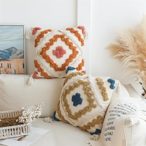 REINO MANSIDI Set 2 Cojines Decorativos de Felpa. Cojin para sofá. Tamaño 45x45cm. Incluye Relleno. Cremallera Invisible. Colores aleatorios.