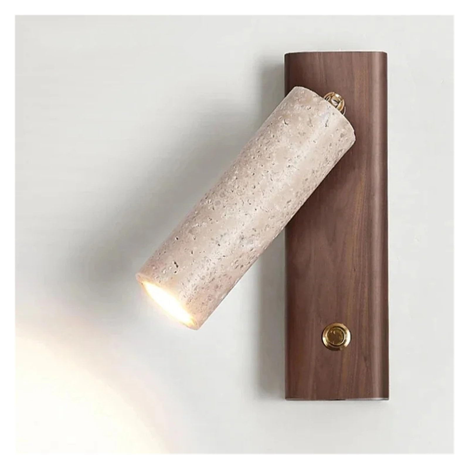 KUNYOS Yellow Travertine Stone Wall Lamp Rotating Light with Switch Bedside for Bedroom Corridor Home Decor