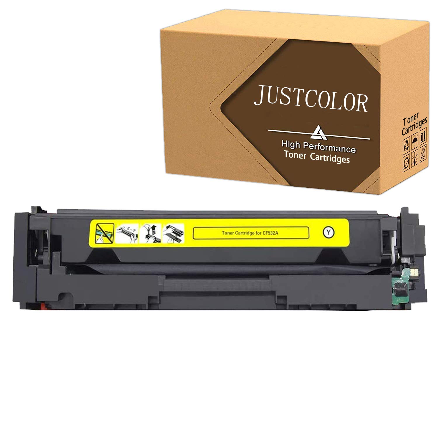 JUSTCOLORCompatible Toner Cartridge Replacement for HP 205A CF532A for HP Color Laserjet Pro M154 MFP M180/180n/M181/181fw Printer (1 Yellow, 1 Pack)