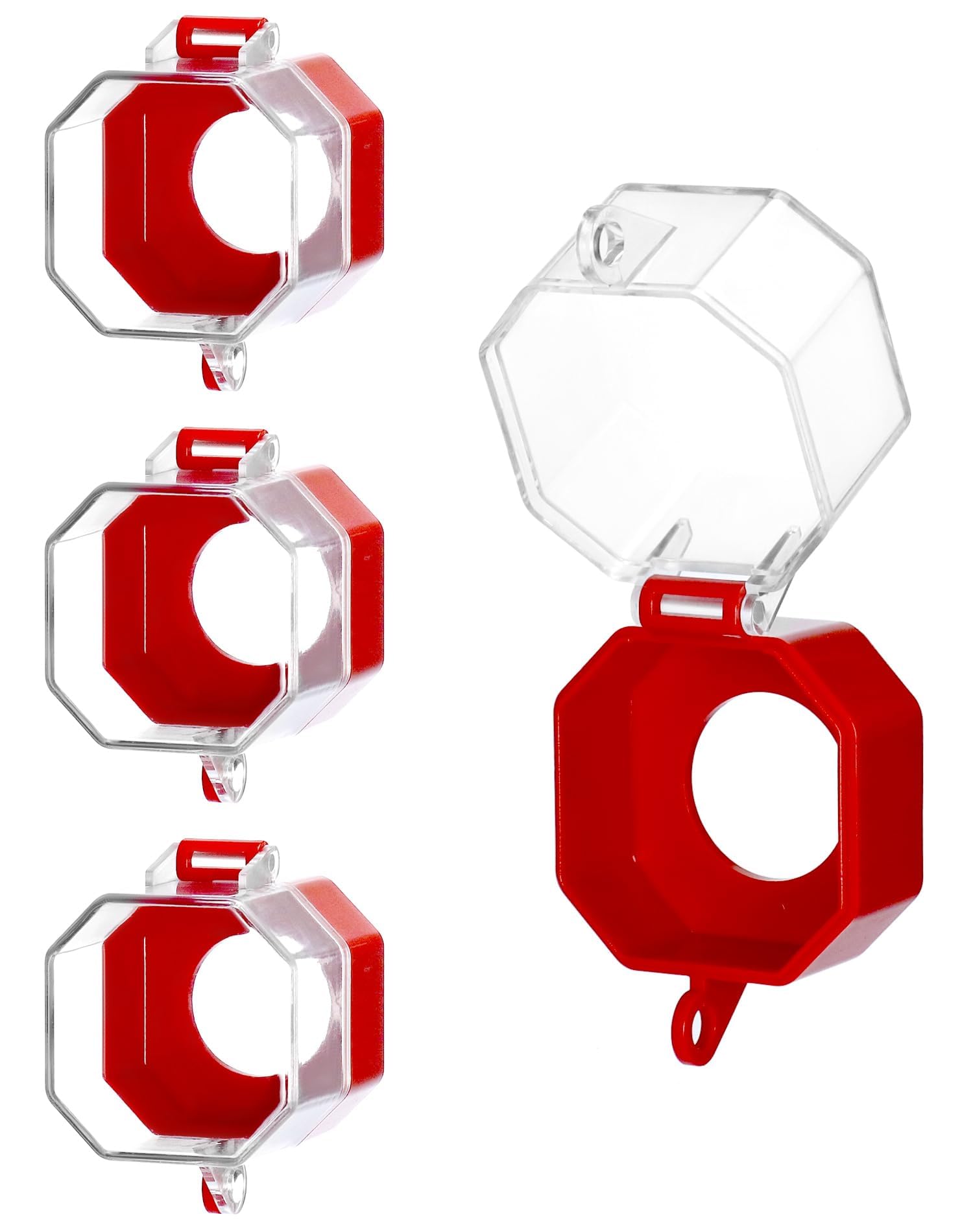 Excefore Emergency Stop Button Cover, 4 Pack Plastic Switch Cover Protector, Toggle Switch Push Button Switch Lockout Cover, Add Protection, Stop Switch Box with Key Lock, Red