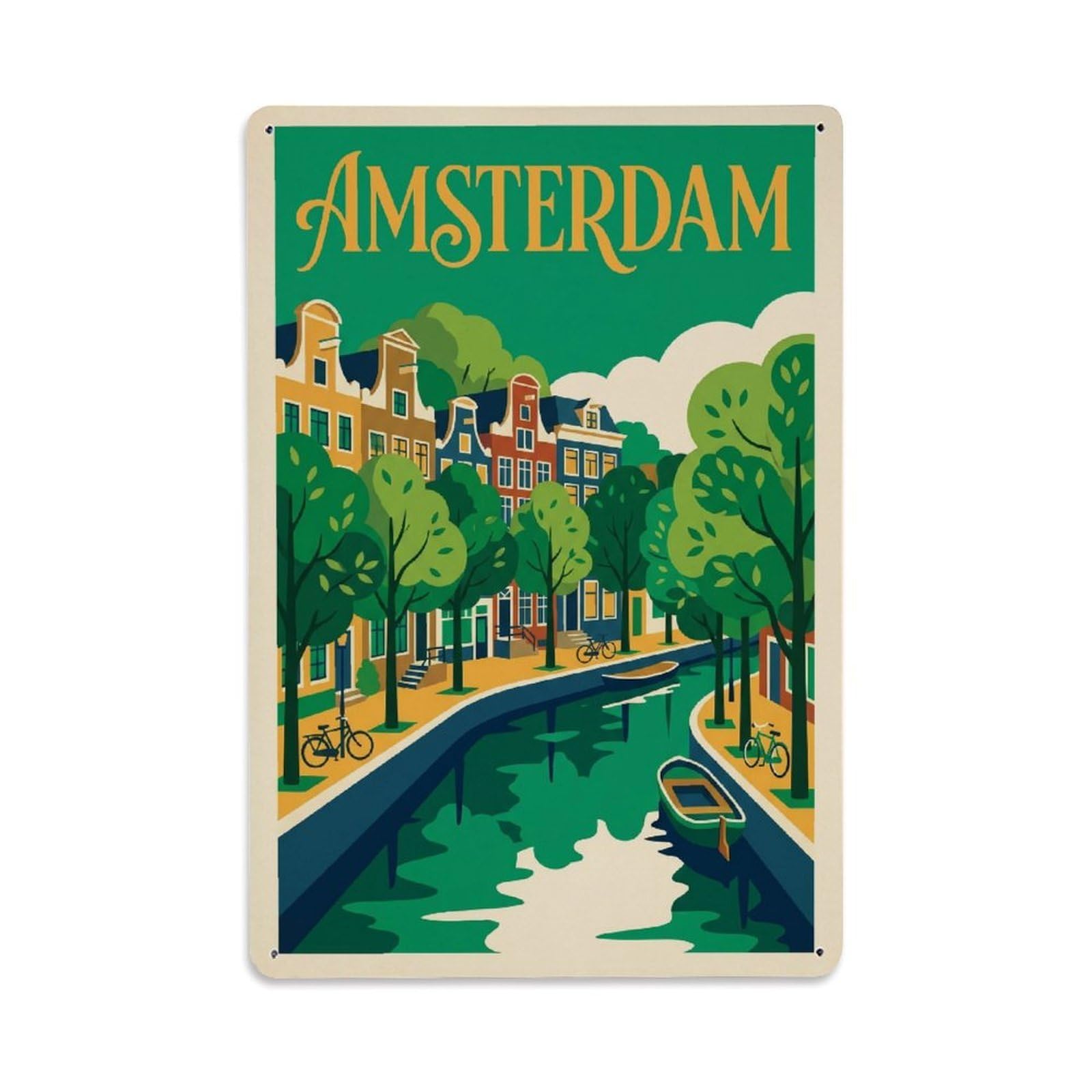 Okngb Style Greenery Polder Amsterdam Vintage Rural Tourism Garden Metal Tin Sign Plaque Wall Decor For Cafe, Man Cave, Club Bar, Office, Home Garden Round Metal Poster 8X12inch
