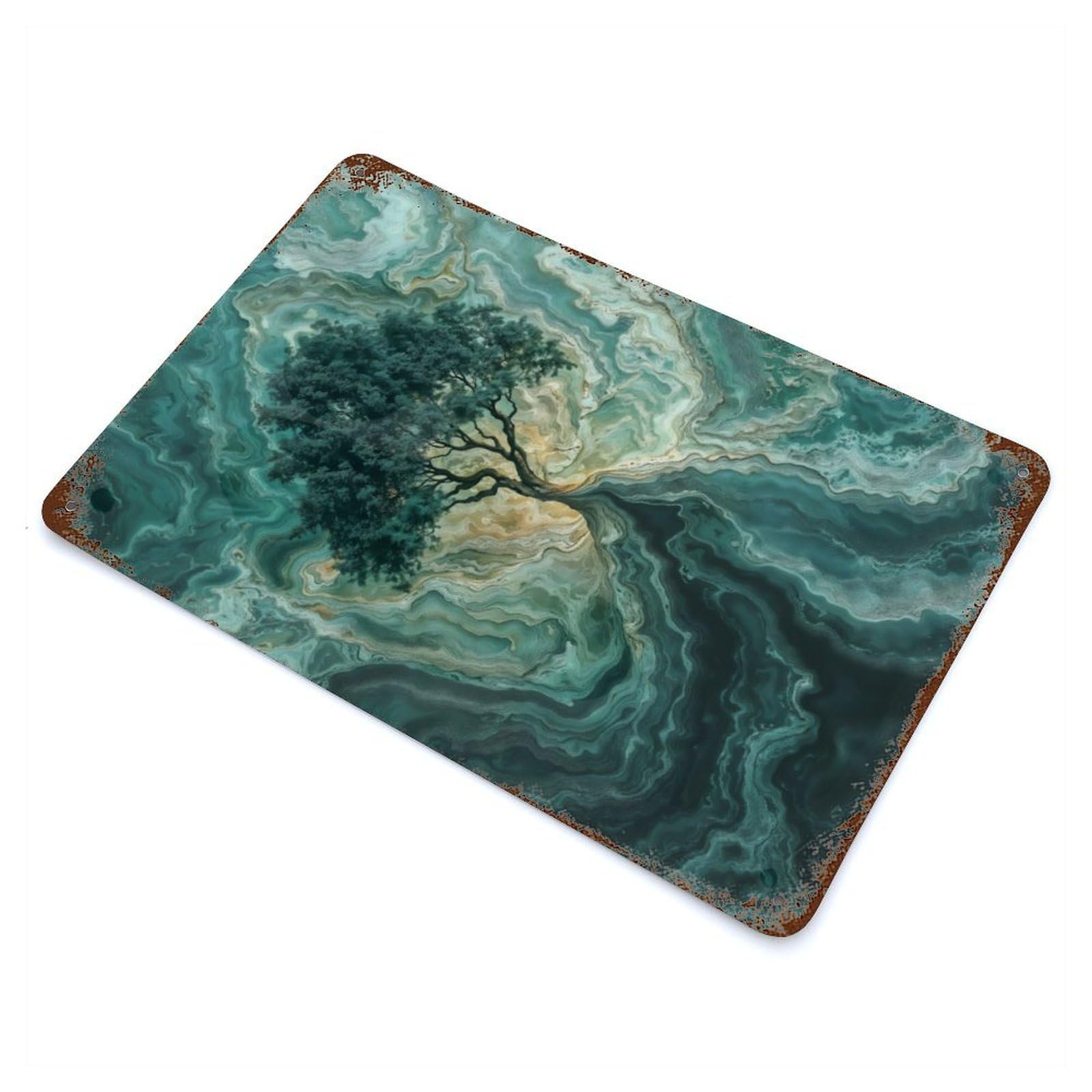 Emerald Tree Rustic Tin Plaque 11.8"x7.9", Farmhouse Wall Decor for Shed, Workshop And Garage Wall Decor