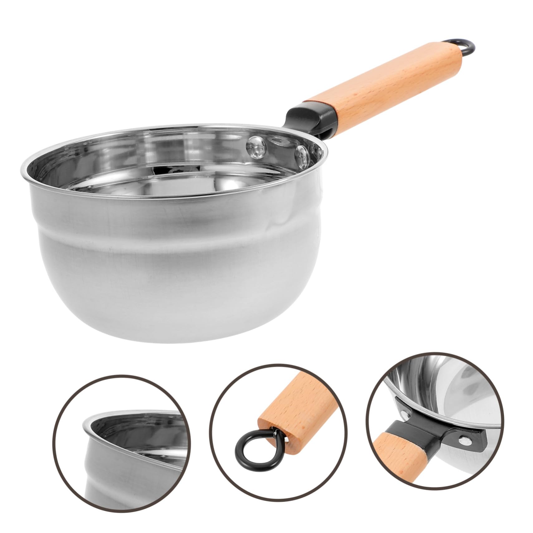 Edelstahl Schöpfkelle Silber mit Holzgriff für Küche und Haushalt