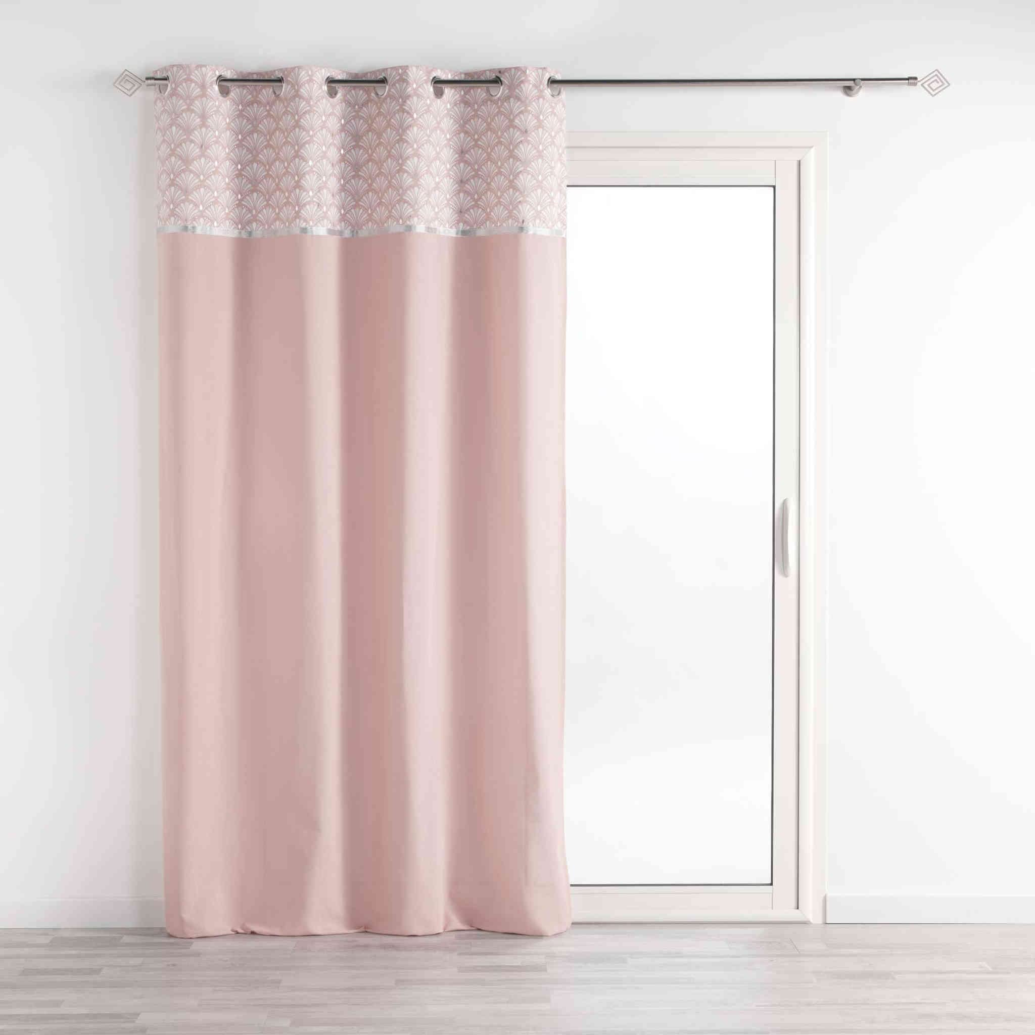 Douceur D'Intérieur Tenda In Cotone Con Occhielli, 140x240 Cm, Rosa Con Top Stampato Metallizzato, Artchic - 2