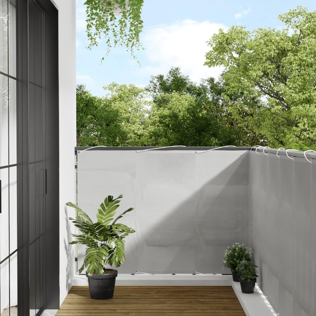 Jasnoszara zasłona balkonowa 120 x 700 cm, 100% poliester Oxford z powłoką PU, odporna na wodę i wiatr, parawan na balkon, taras,